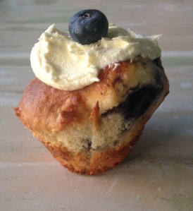 Blueberry Muffin w a white chocolate buttercream